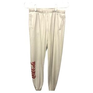 PacSun Cream Joggers with Red Logo